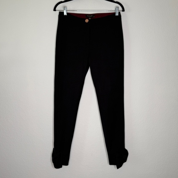 Ted Baker Pants - Ted Baker London Bow Ankle Pants Black High Rise Acetate Cotton Blend Size 4